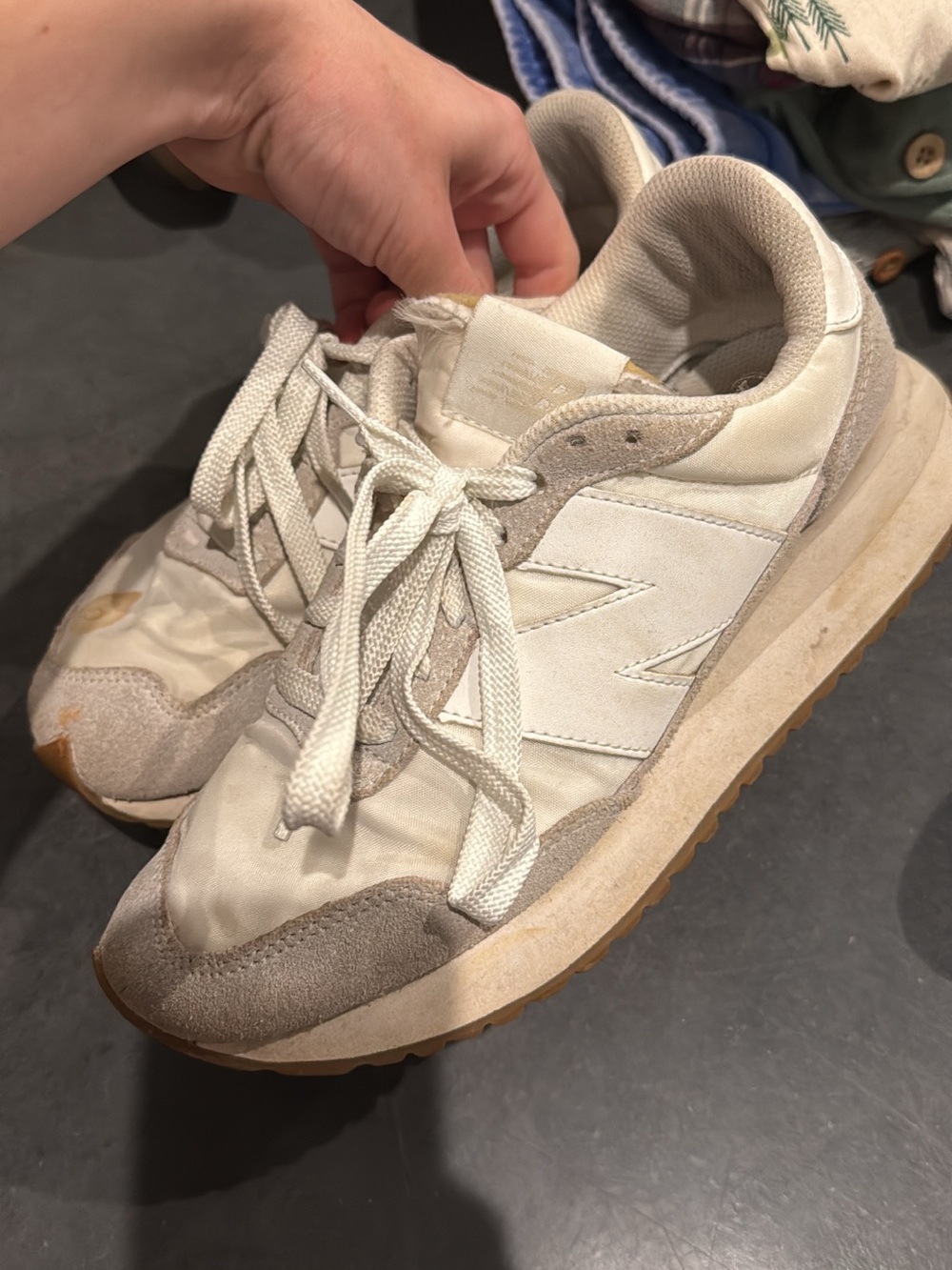 Cream & Beige Retro Runner Sneakers
